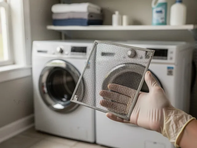 Palos Verdes Estates Dryer Vent Cleaning specialist performing detailed lint trap cleaning service in Palos Verdes Estates