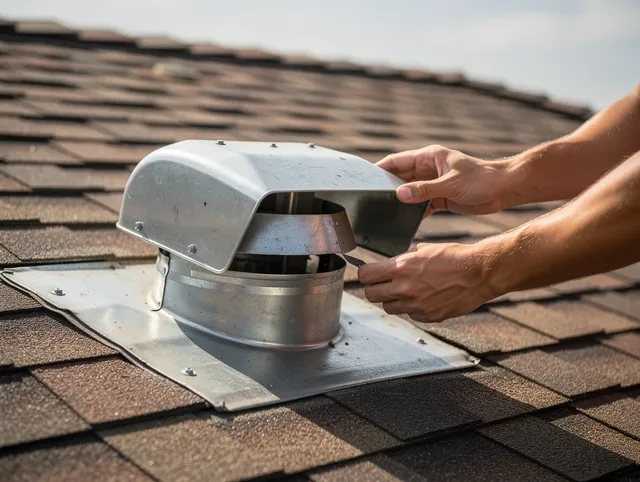 Palos Verdes Estates Dryer Vent Cleaning certified technician safely cleaning a roof-mounted dryer vent in Palos Verdes Estates